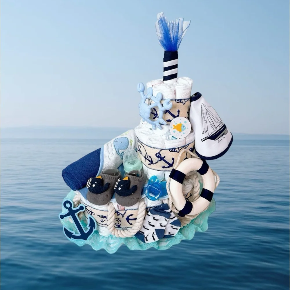 Ship Diaper Cake, Nautical Baby Shower